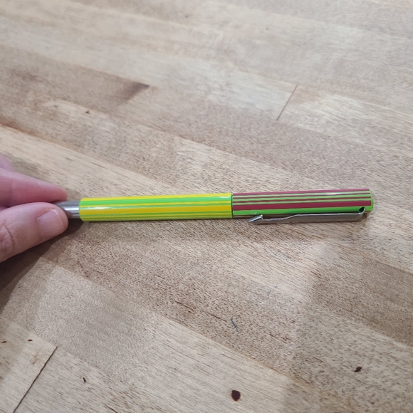 Other - Vintage Parker Rollerball Striped Yellow and Pink Pen With M size Refill